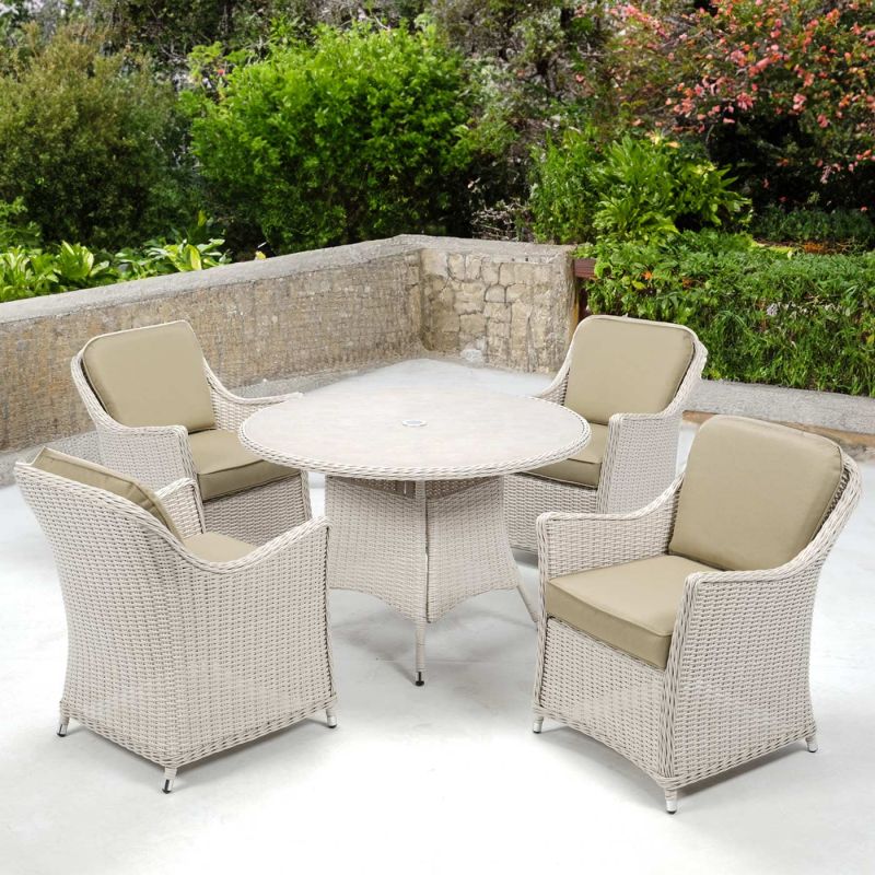 Connemara Rattan 4 Seater Round Dining Set