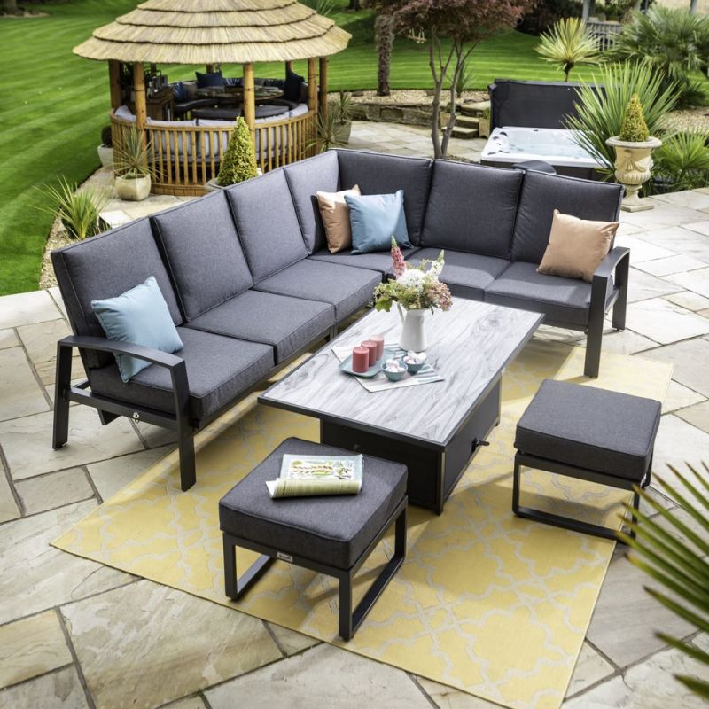 Vienna Outdoor Fabric Reclining Rectangular Casual Dining Set