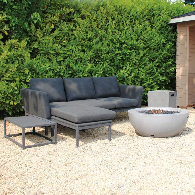 Galaxy Celeste Outdoor Fabric Corner Set With Lasair Round Fire Bowl in