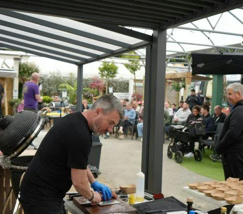 Grill Fest BBQ Event at Outdoor Living Crowd watching Demos