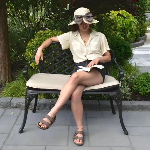 Mississippi Cast Aluminium Bench in Bronze with Cushion