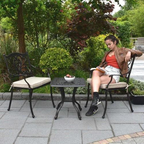 Sapphire Cast Aluminium Outdoor Bistro Furniture Set with 2 Hampshire Chairs in Bronze
