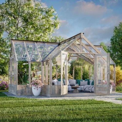 Heritage Emilia T-Shape Wooden Greenhouse 19.1m (14ft x 18ft)